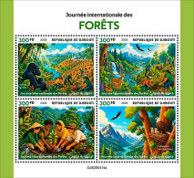 Delcampe - Djibouti 2026, Forest Day, Gorilla, Eagle, 4val In BF - Águilas & Aves De Presa
