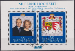 Delcampe - 1992 Liechtenstein ⵙ Zum: 982, Mi: Bl 14, LIBA 92, Silberhochzeit Des Fürstenpaares - Gebraucht