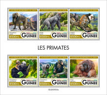 Delcampe - Guinea 2025, Animals, Monkeys, Gorillas, 6val In BF - Gorilles