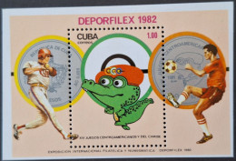 Delcampe - CUBA / YT BF 72 / JEUX AMERIQUE CENTRALE - MASCOTE CUCO CROCODILE - EXPO PHILATELIQUE DEPORFILEX 82 / NEUF ** / MNH - Blocks & Sheetlets