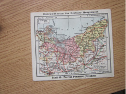 Delcampe - Europa Karten Der Berliner Morgenpost 8.5x10 Cm 1926 Provinz Pommern Preusen - Landkarten