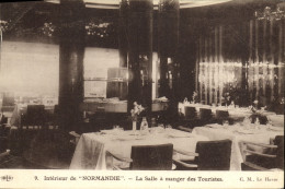 Delcampe - CPA Bateau Interieur Du Paquebot Normandie La Salle A Manger Des Touristes - Dampfer