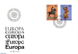 Delcampe - Liechtenstein 1974 Europa, Sculptures 2v, First Day Cover, History - Nature - Europa (cept) - Horses - Art - Art & Ant.. - Lettres & Documents