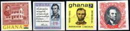 Delcampe - 1965 Ghana, Abramo Lincoln, Serie Non Dentellata, Serie Completa Nuova (**) - Ghana (1957-...)