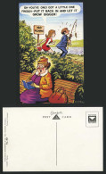 Delcampe - No Fishing Comic Old Postcard Only A Little One Put It Back To Grow Bigger, Fish - Comicfiguren