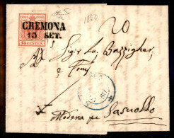 Delcampe - Lettera Con 15 Cent Rosso (3a) Da Cremona (SD) A Sassuolo Via Modena Del 13.9.50 - Molto Bella E Ben Conservata - Sonstige & Ohne Zuordnung