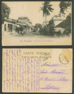Delcampe - India 1907 Old Postcard Pondichery Rue De La Ville Indigene Comontis Street View - Indien