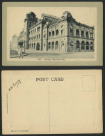 Delcampe - India Old Embossed Postcard Calcutta Municipal Office, Native Man Basket On Head - Indien