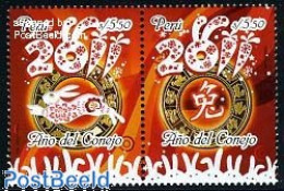 Delcampe - Peru 2011 Year Of The Rabbit 2v [:], Mint NH, Nature - Various - Rabbits / Hares - New Year - Neujahr
