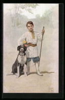 Delcampe - Künstler-AK S. Solomko: Treue Freunde, Hirtenjunge Und Hund - Solomko, S.