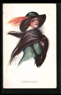 Delcampe - Künstler-AK Court Barber: Tempting Eyes, Junge Dame Mit Modischem Hut - Barber, Court