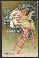Delcampe - CPA - FANTAISIE - GAUFRÉE - ANGELOTS - AMITIÉ - Engel