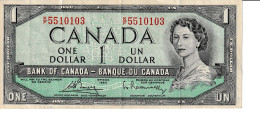 Delcampe - CANADA 1954-$1, ONE DOLLAR NOTE  Bouey/Rasminsky - Canada