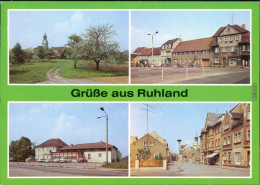 Delcampe - Ruhland Rólany Teilansicht, Markt, Gaststätte "Zollhaus", Bahnhofstraße 1985 - Ruhland