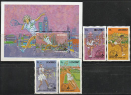 Delcampe - LESOTHO - N°800/3+BLOC N°59 ** (1988) Tennis - Lesotho (1966-...)