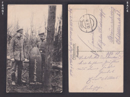 Delcampe - Vintage Postcard WWI Feldpost 1917 German Soldiers With Giant Unexploded Bomb - Weltkrieg 1914-18