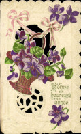 Delcampe - CPA Fantaisie Bonne Et Heureuse Annee Fleurs - Sonstige & Ohne Zuordnung