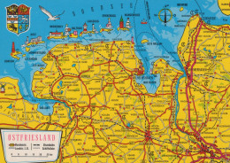 Delcampe - Deutschland Aurich Ostfriesland Karte Nordsee Emden Wilhelmshaven #SEE610 - Mapas