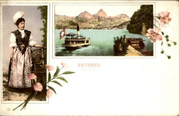 Delcampe - SUISSE - Brunnen (Schwyz), Le Lac Des Quatre-Cantons Et Bateau à Vapeur - A 8557 - Ingenbohl