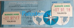 Delcampe - 263912 AVIATION PUBLICITY VARIG ARGENTINA BUENOS AIRES - MONTEVIDEO URUGUAY TICKET PASSAGEM NO POSTAL POSTCARD - Otros & Sin Clasificación