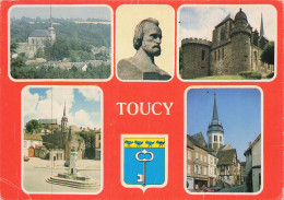 Delcampe - 89 TOUCY EGLISE STATUE DE PIERRE LAROUSSE PLACE DE LA REPUBLIQUE MAISON DU - Toucy