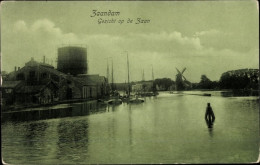 Delcampe - CPA Zaandam Zaanstad Nordholland, Zaan, Hafen, Windmühle - Sonstige & Ohne Zuordnung