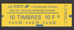 Delcampe - CARNET 1502  P.2614-P.2617  Marianne De Briat "XVI JEUX OLYMPIQUES D'HIVER.  "daté  23/02/90 Carnet Fermé". - Modernes : 1959-...