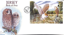 Delcampe - Jersey 2001 Barn Owl S/s, First Day Cover, Nature - Birds - Birds Of Prey - Owls - Jersey