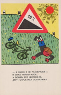 Delcampe - Finland Humorous Cartoon Boy Falls Off Bicycle Steep Hill 10 Unposted #SDT983 - Comicfiguren