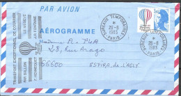 Delcampe - 1983 France Flown Balloon Aerogramme Le Megeve - Paris To Crecy-la-Chapelle FDC - Avions