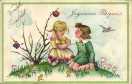 Delcampe - CPA FAntaisie Joyeuses PAques (enfants Hirondelles Easter) - Ostern