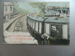 Delcampe - JE PARS DE SAINT-CLOUD               CARTE MONTAGE TRAIN - Saint Cloud