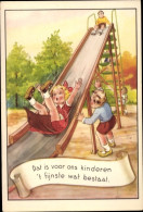 Delcampe - CPA Kinder Auf Dem Spielplatz, Rutsche - Spielzeug & Spiele