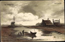 Delcampe - Artiste CPA Utrecht Niederlande, Boot, Windmühle, Haus - Sonstige & Ohne Zuordnung
