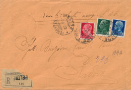 Delcampe - Italia Regno 1932 Busta Raccomandata Imperiale Tricolore Feltre Per Padova - Poststempel