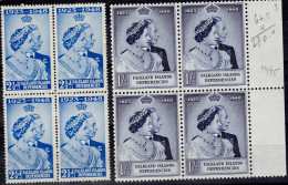 Delcampe - FALKLAND ISLANDS DEPENDENCIES 1948 SILVER WEDDING OF KING GEORGE VI AND QUEEN ELIZABETH BLOCK OF 4 MI No 12-3 MNH VF!! - Falkland