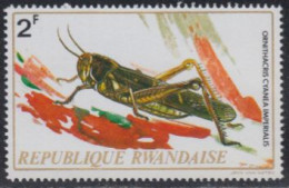 Delcampe - Ruanda Mi.Nr. 542A Insekten, Ornithacris Cyanea Imperialis (2) - Sonstige & Ohne Zuordnung