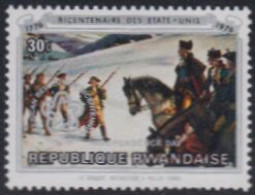 Delcampe - Ruanda Mi.Nr. 816A 200J. USA-Unabhäng. Valley Forge, Silberrahmen, M.Aufdr. (30) - Sonstige & Ohne Zuordnung
