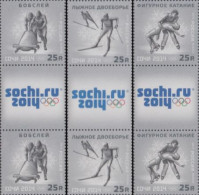 Delcampe - Russland Mi.Nr. Zw.1942-44I Olympia 2014 Sotschi (3 Dreierstreifen) - Autres & Non Classés