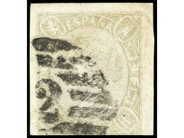 Delcampe - ° ESPAÑA. FALSOS POSTALES. 2 Reales Lila, FALSO POSTAL De Barcelona, Mat. Parrilla. (Graus 90 I). Ed.73F. - Altri & Non Classificati