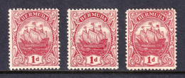 Delcampe - BERMUDA — SCOTT 83, 83a, 83b — 1922-28 1d CARVEL, 3 LISTED TYPES — MH — SCV $91 - Bermudes