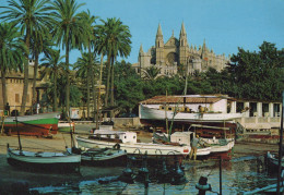 Delcampe - ESPAÑA Palma Mallorca Catedral La Seu Puerto Con Barcas De Pesca #SAU782 - Palma De Mallorca