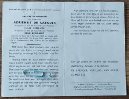 Delcampe - DP - Adrienne De Laender - Versluys - Beellaert - Gent 1898 - 1969 - Todesanzeige