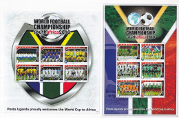 Delcampe - 2010 Uganda World Cup Football USA Japan Italy Complete Set Of 2 Sheets MNH - Uganda (1962-...)