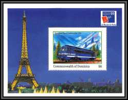 Delcampe - 81350 Dominique Dominica Mi N°386 Train Trains Diesel Locomotive 1963 Philexfrance 99 Tour Eiffel Tower 1999 ** MNH - Dominica (1978-...)