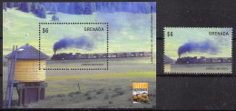 Delcampe - 81314b Grenada Grenade Y&t N°675 + Timbre ** MNH Train Trains Locomotive Steam Bicentenary 1904/2004 Cumbres And Toltec - Grenade (1974-...)