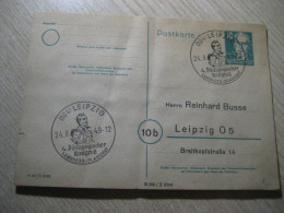 Delcampe - LEIPZIG 1949 Cancel Mi P35 Postal Stationery Card SOVIET S Zone GERMANY Russia Allied Occupation - Storia Postale