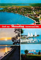 Delcampe - Herrsching Ammersee Fliegeraufnahme Uferpartie Am See Fahrgastschiff Segeln Schw - Herrsching