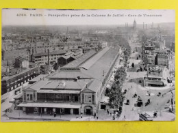 Delcampe - CPA - DEPT. 75 - PARIS - PERSPECTIVE PRISE DE LA COLONNE DE JUILLET  - GARE DE VINCENNES - Pariser Métro, Bahnhöfe