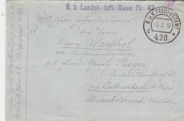 Delcampe - AUSTRIA  --   WW1  --  K. U. K. FELDPOST  420  -  Landst. Inft. Baon Nr. 42 -  BRIEF  - 1917 - 1914-18